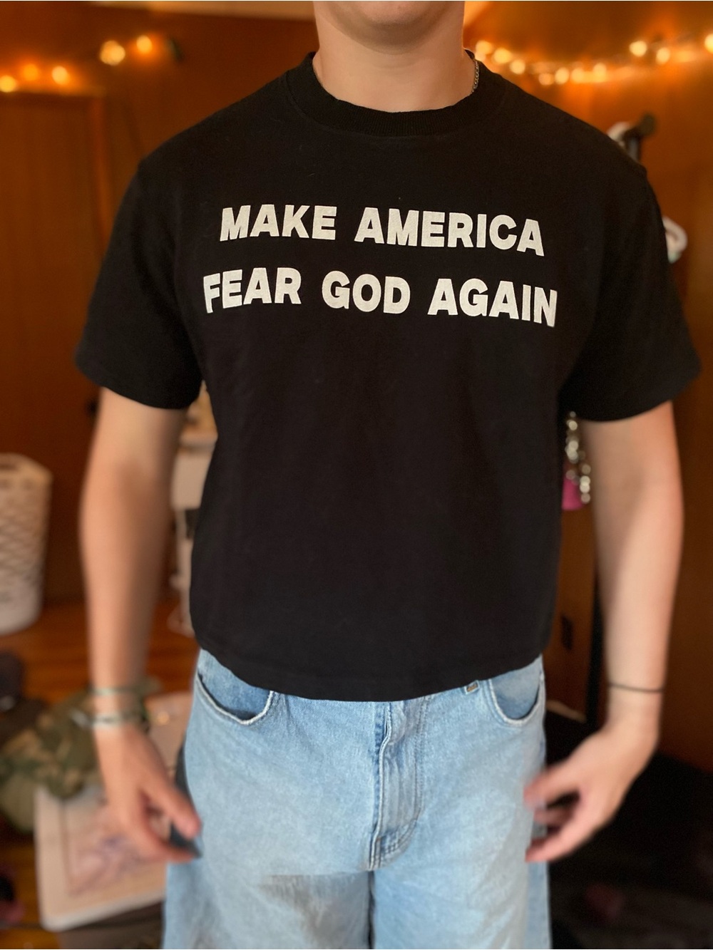 Black Graphic 'Make America Fear God Again' Tee